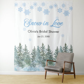 Winter Snow in Love Snowflakes Bridal Shower  タペストリー