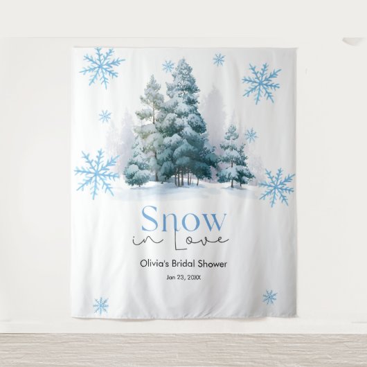 Winter Snow in Love Snowflakes Bridal Shower  タペストリー (正面)