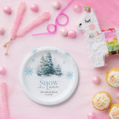 Winter Snow in Love Snowflakes Bridal Shower ペーパープレート (パーティー)