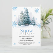 Winter Snow in Love Snowflakes Bridal Shower 招待状 (スタンド正面)