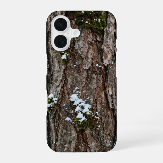 Winter Snow Moss Tree Bark Phone Case iPhone 16ケース (裏面)