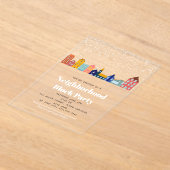 Winter Snow Neighborhood Block Party アクリル招待状 (レイダウン)