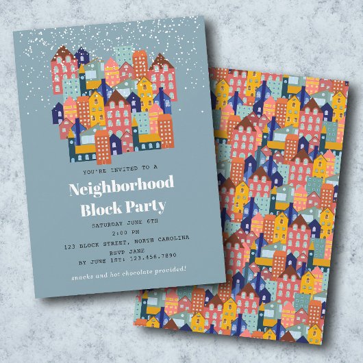 Winter Snow Neighborhood Block Party 招待状