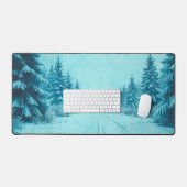 Winter Snow on Pine Trees Desk Mat デスクマット (キーボード&マウス)