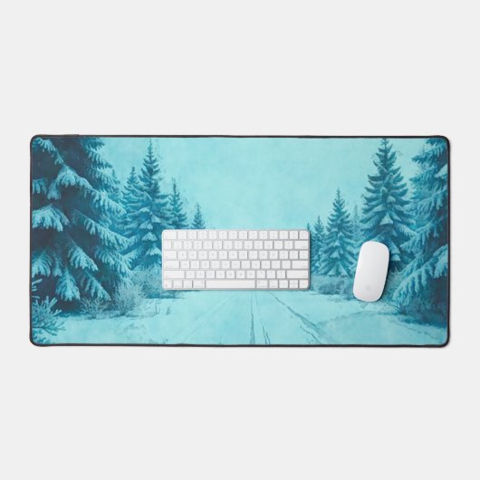 Winter Snow on Pine Trees Desk Mat デスクマット (キーボード&マウス)