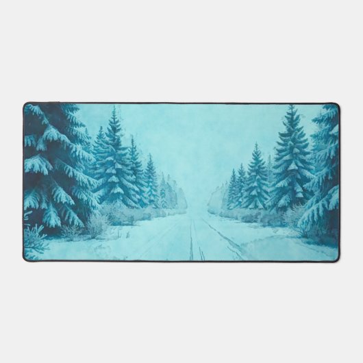 Winter Snow on Pine Trees Desk Mat デスクマット (正面)