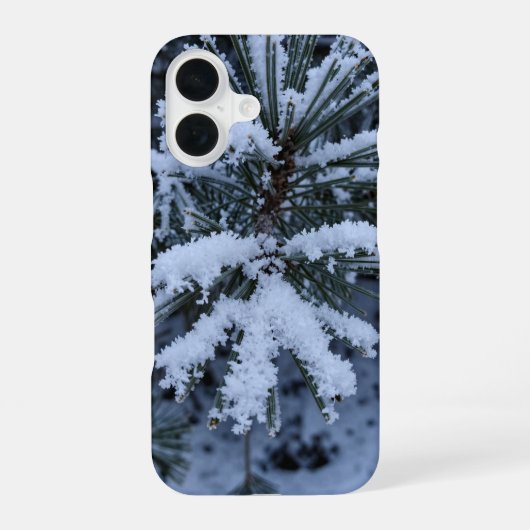 Winter Snow Pine Needles Macro Phone Case iPhone 16ケース (裏面)