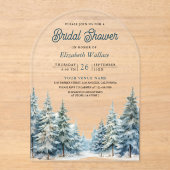 Winter Snow Pine Tree Forest Bridal Shower アクリル招待状 (正面)