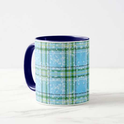 Winter Snow Plaid Tartan Design  マグカップ (正面左)