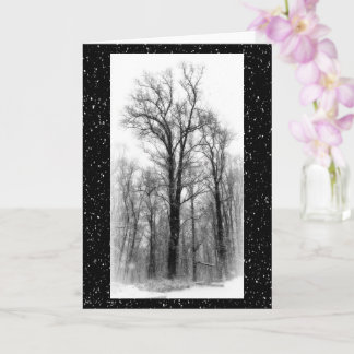 Winter Snow & Poplar Tree Blank Greeting Card カード