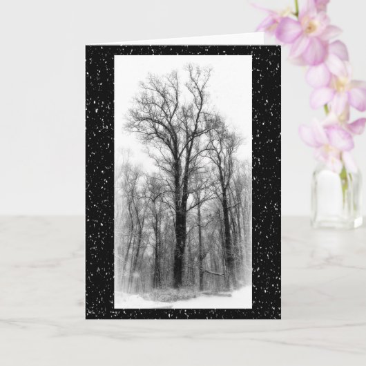 Winter Snow & Poplar Tree Blank Greeting Card カード (蘭)