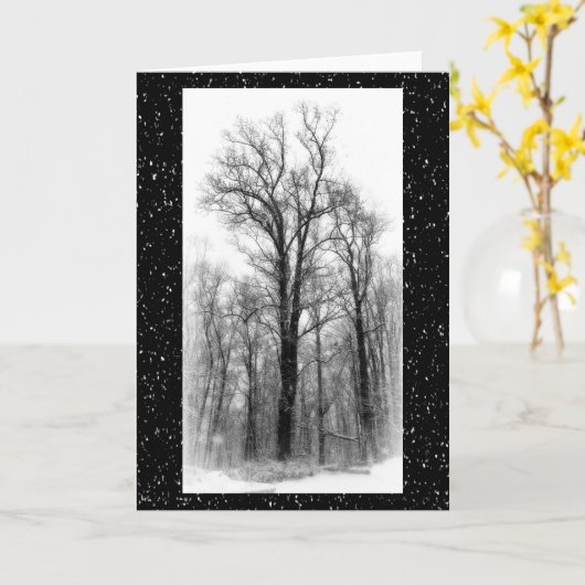 Winter Snow & Poplar Tree Blank Greeting Card カード (黄色い花)