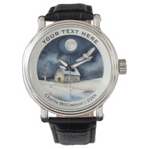 Winter Snow Scene with Barn Owl Personalized