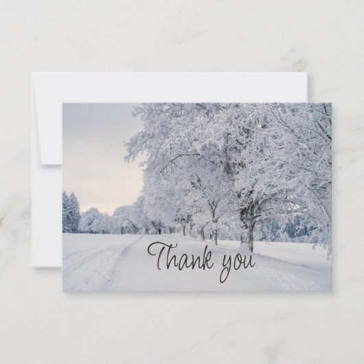Winter Snow Scenery Frost Trees Thank You サンキューカード (正面)