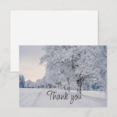 Winter Snow Scenery Frost Trees Thank You サンキューカード (正面/裏面)