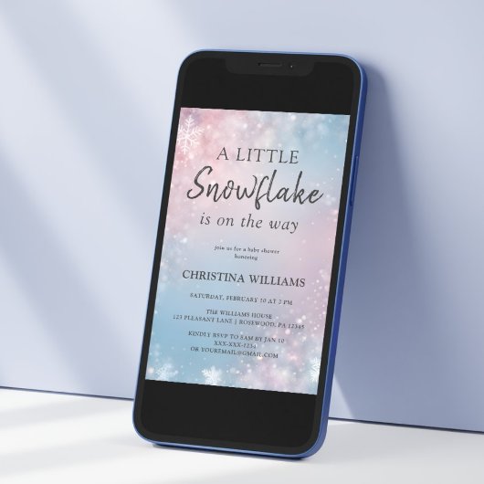 Winter Snowflake Baby Shower 招待状