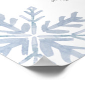 Winter Snowflake Baby Shower Welcome Sign Blue ポスター (角)