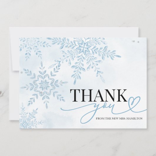 Winter Snowflake Bridal Shower Thank You Card 招待状 (正面)