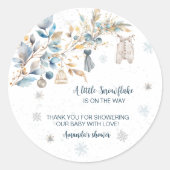 Winter Snowflake Clothesline Round Favor Stickers ラウンドシール (正面)