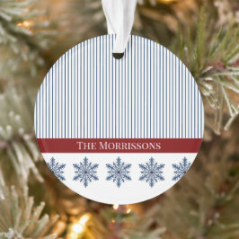 Winter Snowflake Decor with Stripes and Red Accent オーナメント