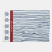 Winter Snowflake Decor with Stripes and Red Accent キッチンタオル (横)