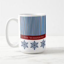 Winter Snowflake Decor with Stripes and Red Accent