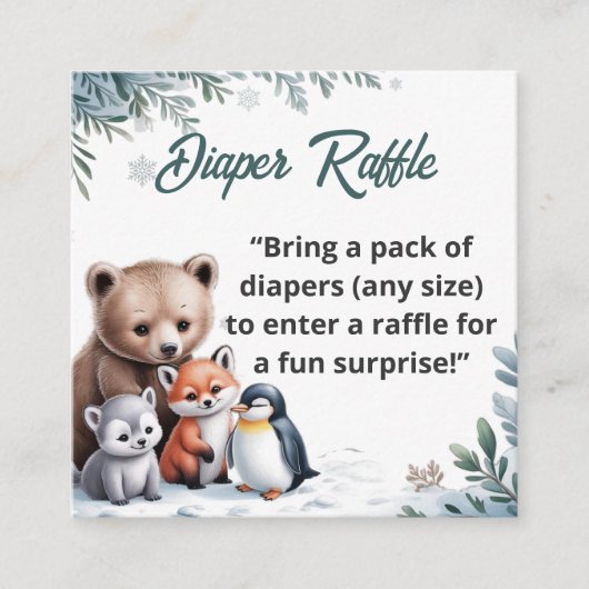 Winter Snowflake Diaper Raffle Ticket Insert エンクロージャーカード (正面)