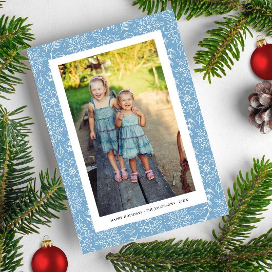Winter Snowflake Doodles, Photo Collage, Happy  シーズンカード