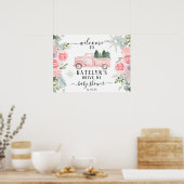 Winter Snowflake Drive By Baby Shower Welcome Sign ポスター (キッチン)