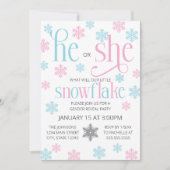 Winter Snowflake Gender Reveal Invitation 招待状 (正面)