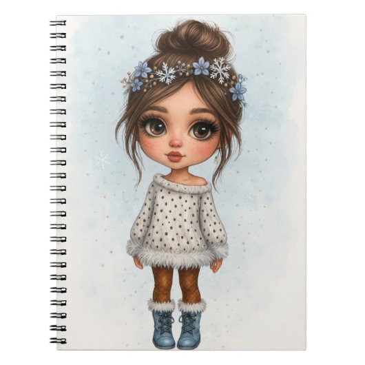 Winter Snowflake Girl Notebook  ノートブック (正面)