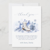 Winter Snowflake Ice Skate Baby Shower サンキューカード (正面)