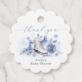 Winter Snowflake Ice Skate Baby Shower Thank You フェイバータグ