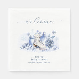 Winter Snowflake Ice Skate Baby Shower Welcome スタンダードランチョンナプキン