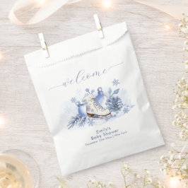 Winter Snowflake Ice Skate Baby Shower Welcome フェイバーバッグ