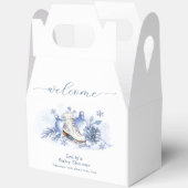 Winter Snowflake Ice Skate Baby Shower Welcome フェイバーボックス (見開き)