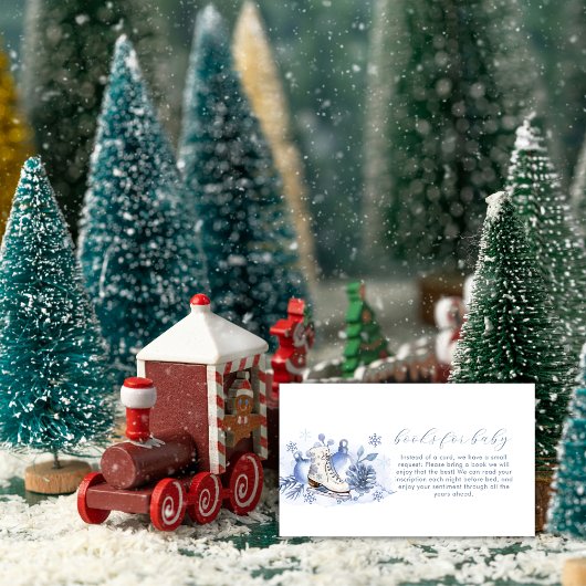 Winter Snowflake Ice Skate Books For Baby Shower エンクロージャーカード