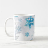 Winter Snowflake Pattern Blue and White コーヒーマグカップ (左)