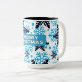 Winter Snowflake Pattern with Merry Christmas ツートーンマグカップ (正面右)