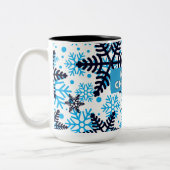 Winter Snowflake Pattern with Merry Christmas ツートーンマグカップ (左)