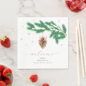 Winter Snowflake Pine cone Baby Shower Welcome スタンダードランチョンナプキン (インサイチュ)