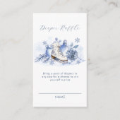Winter Snowflake Skate Diaper Raffle Baby Shower エンクロージャーカード (正面)