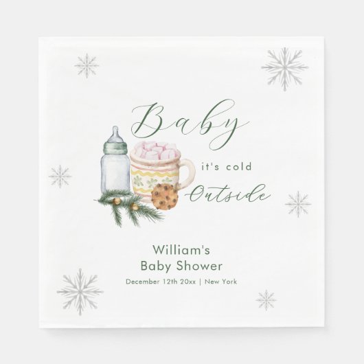 Winter Snowflake S'more Cookie Baby Shower  スタンダードランチョンナプキン (正面)