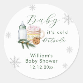 Winter Snowflake S'more Cookie Baby Shower  ラウンドシール