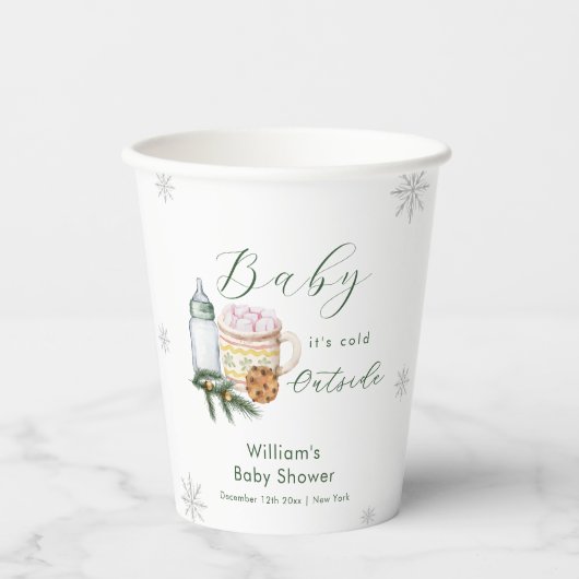 Winter Snowflake S'more Cookie Baby Shower  紙コップ (正面)
