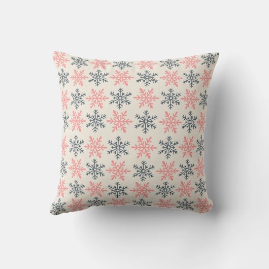 Winter Snowflake Throw Pillow クッション (裏面)