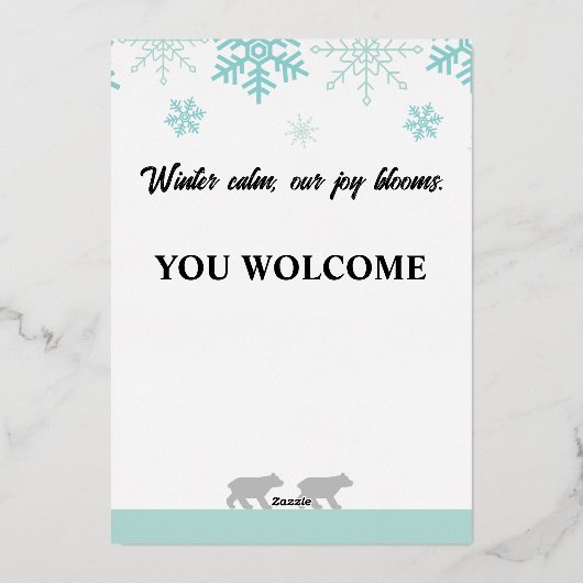 Winter Snowflake Wedding Invitation​ 箔招待状 (裏面)