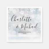 Winter Snowflakesエレガントシグネチャースクリプト スタンダードカクテルナプキン (正面)