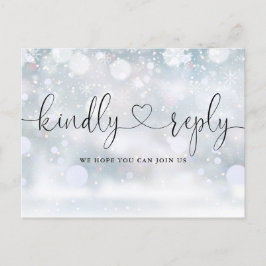 Winter SnowflakesハートスクリプトソングリクエストRSVP インビテーションポストカード