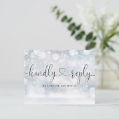 Winter SnowflakesハートスクリプトソングリクエストRSVP インビテーションポストカード (スタンド正面)